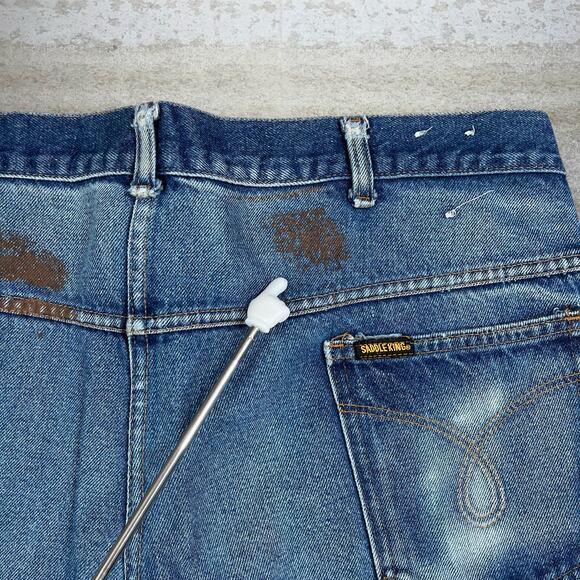 True Vintage Saddle King Jeans Medium Wash Denim Thrashed Work Wear Baggy 70s - Picture 5 of 5